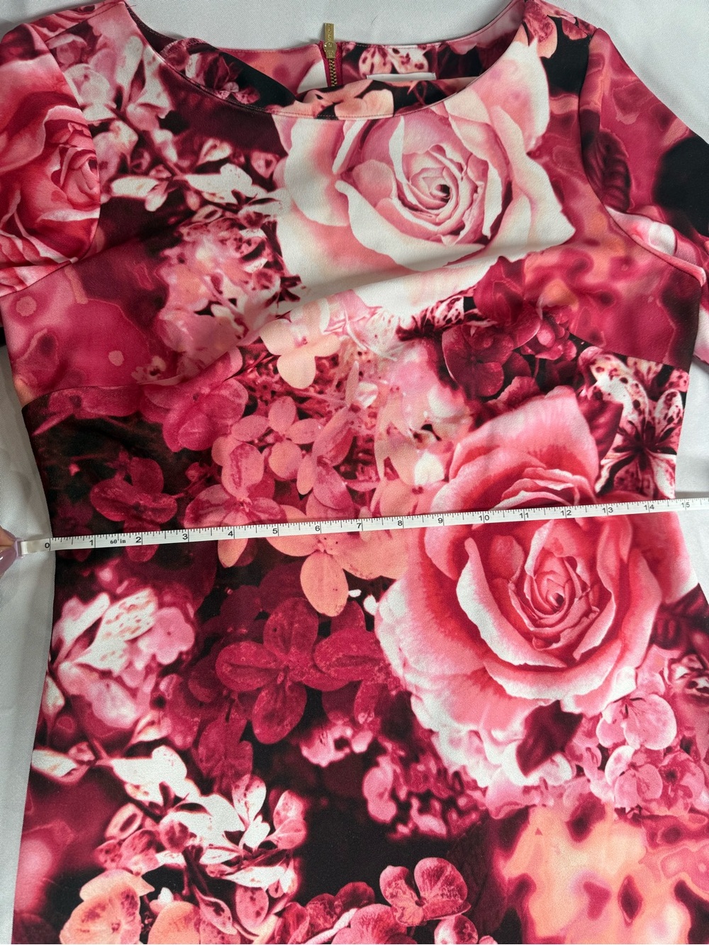 Calvin Klein Pink Floral Bell-Sleeve Midi Dress Size M - Picture 11 of 11